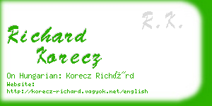 richard korecz business card